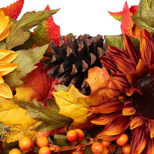 24" Sunflower & Pinecone Fall Wreath